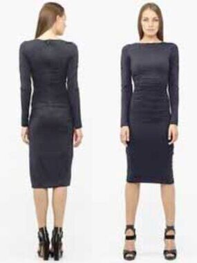 Nicole Miller Collection Women's Grey Knit Jersey Tube Dress Long Sleeves P